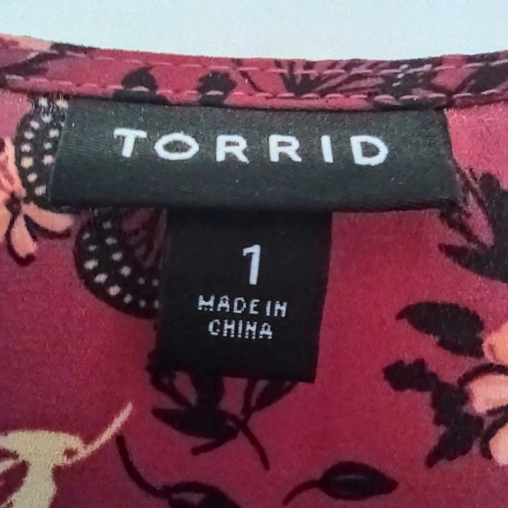 Torrid Raspberry Pink Floral Flowy Blouse + Gift - Picture 9 of 16